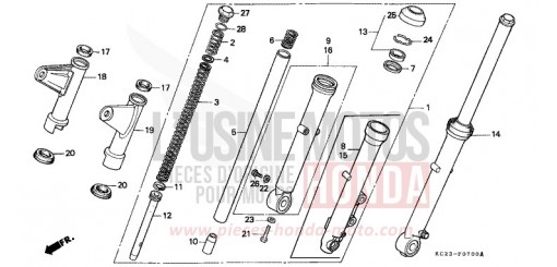 FOURCHETTE AVANT CM125CJ de 1988